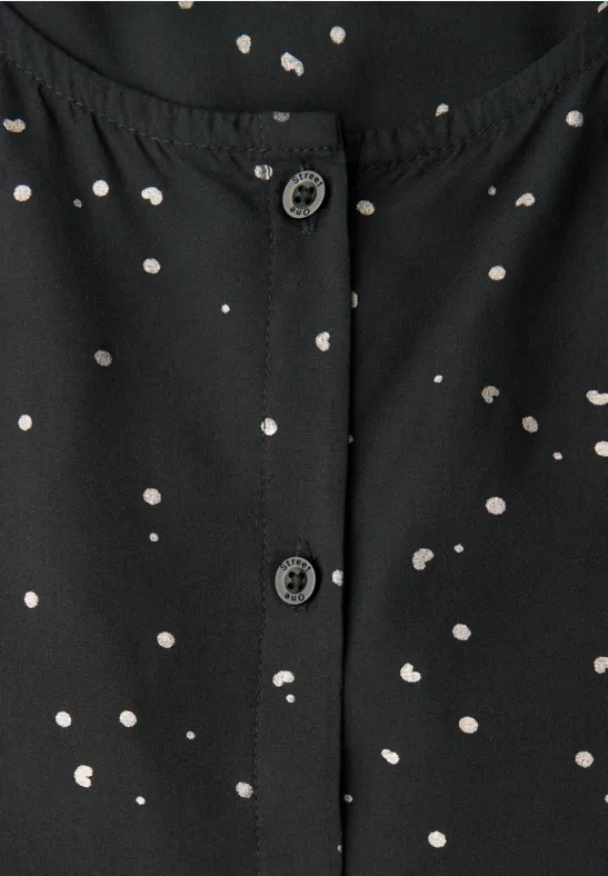 Bluse mit Folienprint Black