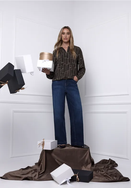 Tuniek met patroon darkest brown