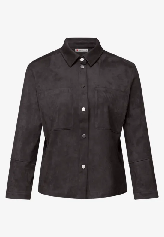 Velourshemdbluse darkest brown