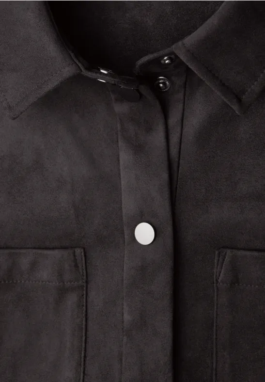 Velourshemdbluse darkest brown