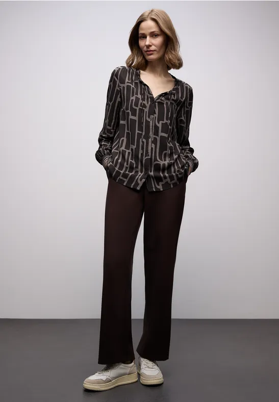 Gedessineerde tuniek met tape darkest brown