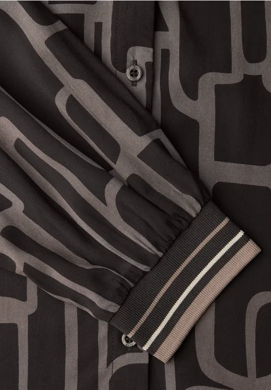 Gedessineerde tuniek met tape darkest brown