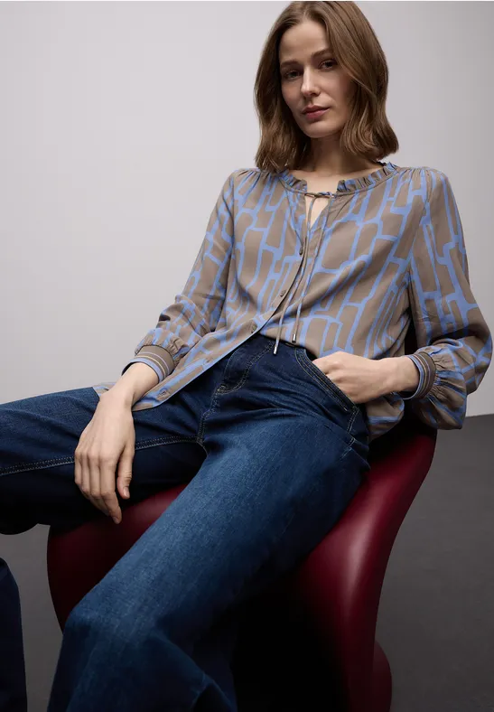 Gedessineerde tuniek met tape frosted blue