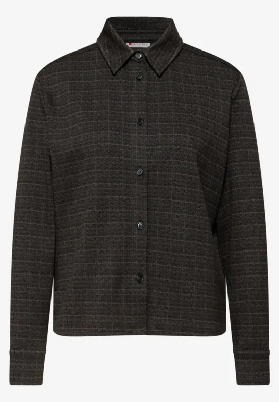 Karierte Jacquard Hemdbluse Black