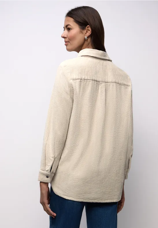 Lange corduroy overhemdblouse cotton beige