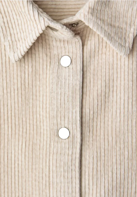 Lange corduroy overhemdblouse cotton beige