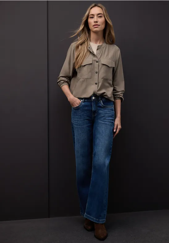 Overhemd blouse met zakken light terra mocha