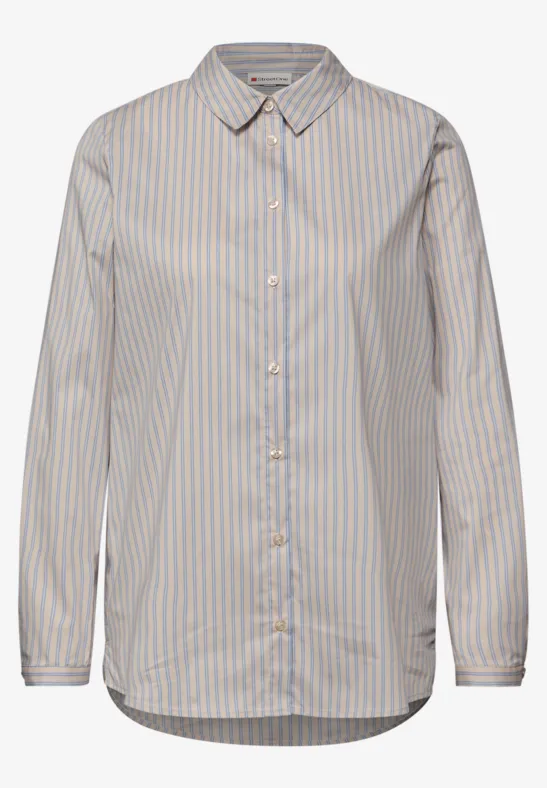 Gestreifte Business Bluse cotton beige
