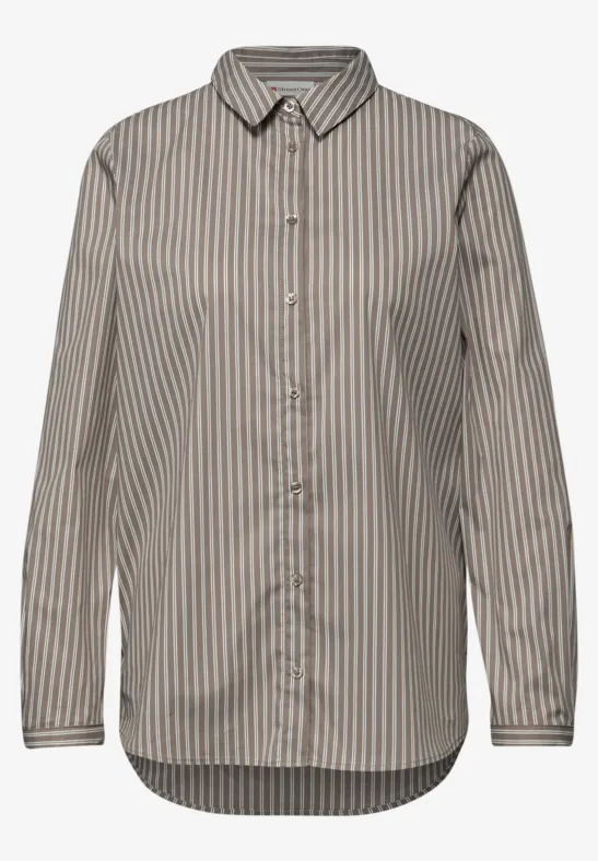 Gestreifte Business Bluse light terra mocha
