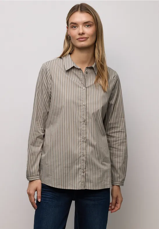 Gestreifte Business Bluse light terra mocha