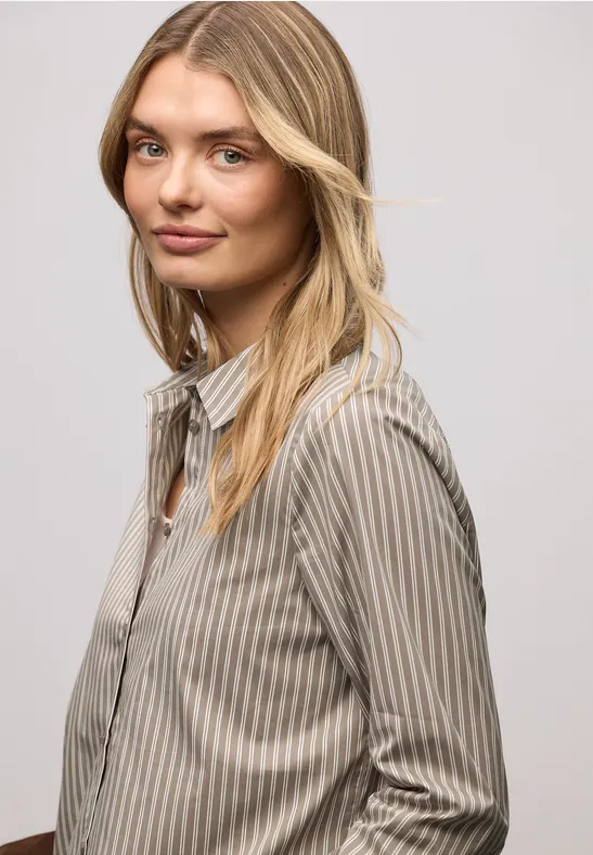 Gestreifte Business Bluse light terra mocha