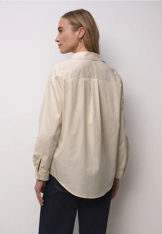 Gestreepte zakelijke blouse cotton beige