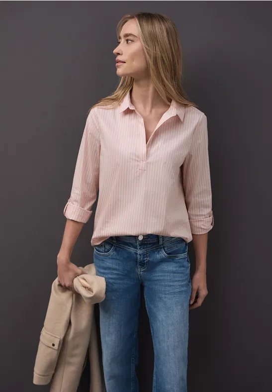 Gestreepte zakelijke blouse faded rose