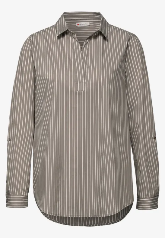 Gestreifte Business Bluse light terra mocha