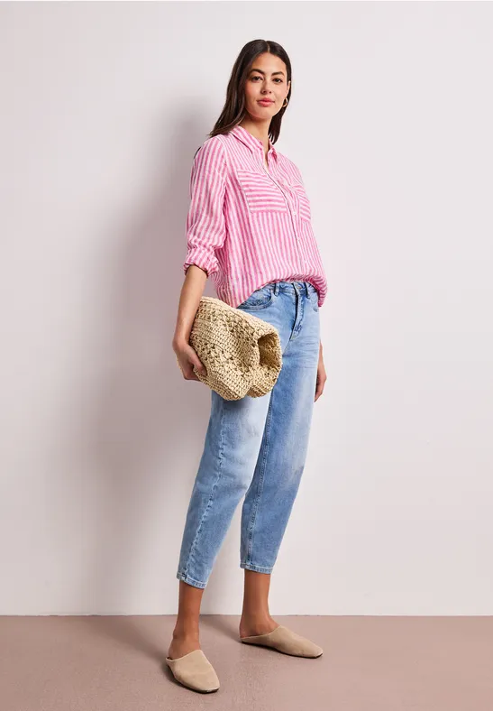 Langarm Hemdbluse aus Leinen magenta dream