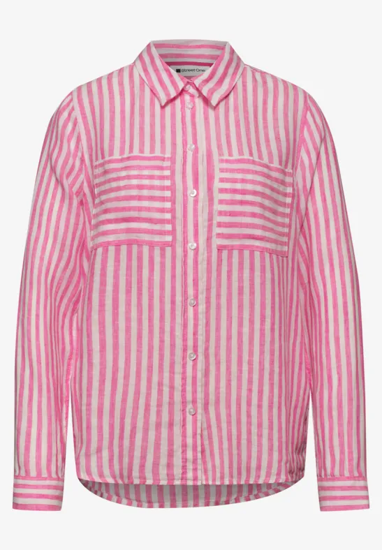 Langarm Hemdbluse aus Leinen magenta dream