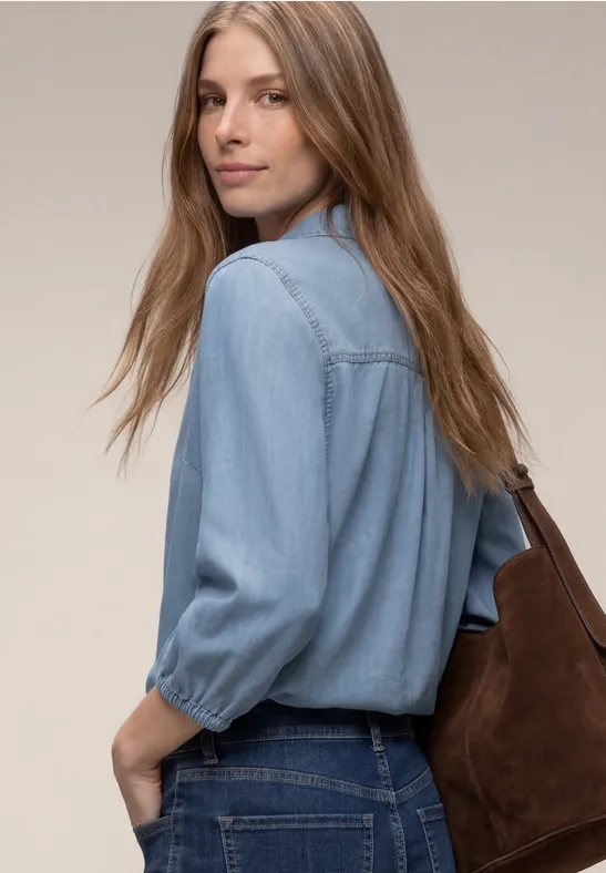 Chemisier à manches 3/4 en look denim Light Blue soft wash
