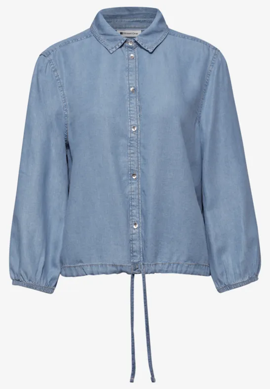 Chemisier à manches 3/4 en look denim Light Blue soft wash