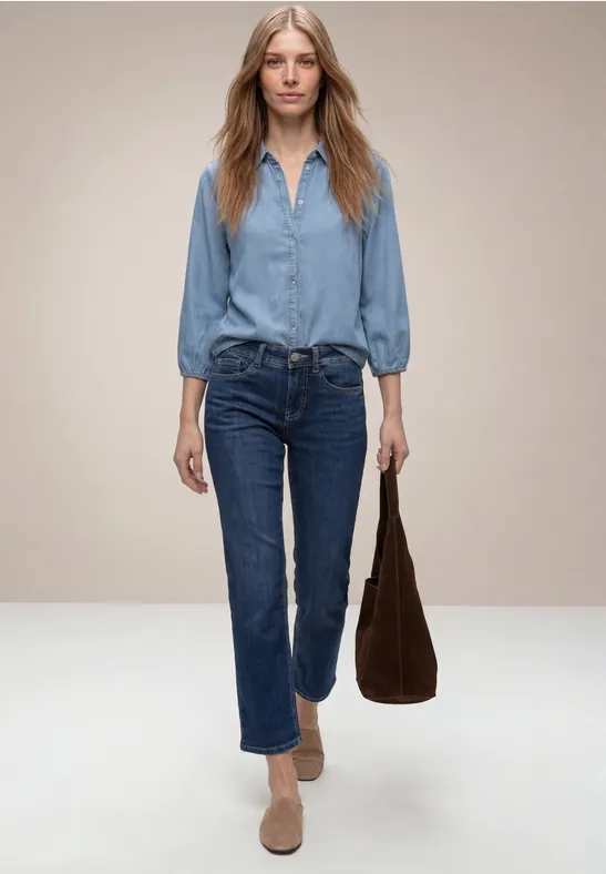 Chemisier à manches 3/4 en look denim Light Blue soft wash