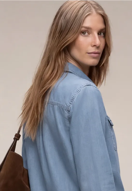Chemisier à manches 3/4 en look denim Light Blue soft wash