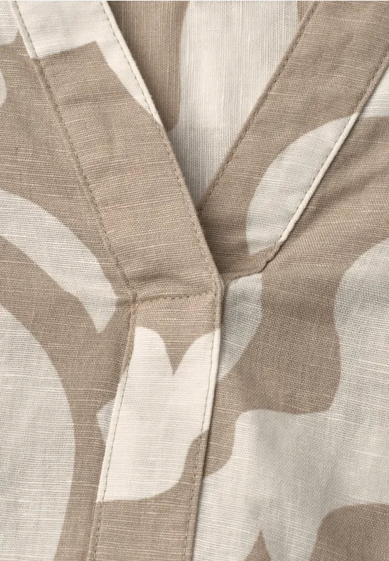 Blouse à col fendu en lin mélangé timeless beige