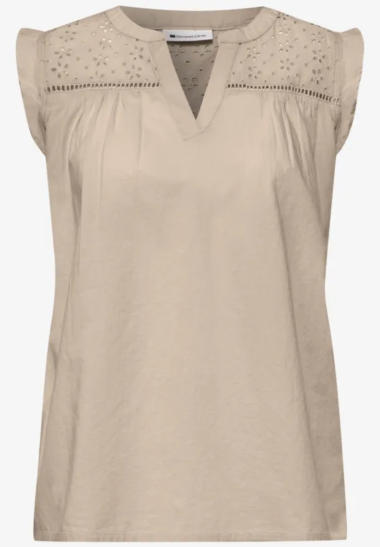 Bluzka z dekoltem typu split neck i detalami w stylu shiffley clay sand