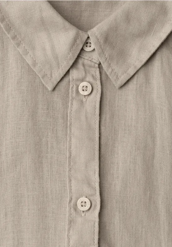 3/4-Arm Hemdbluse aus Leinen mit Streifen timeless beige