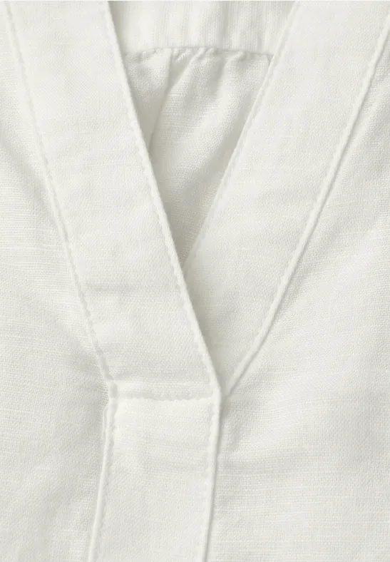 Bluse mit Split Neck aus Leinenmix off white