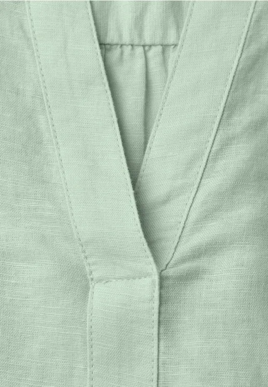 Blouse met gespleten hals van linnenmix soft jade green
