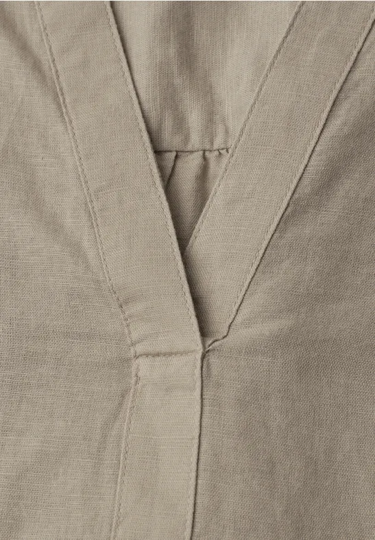 Bluzka koszulowa typu split neck z mieszanki lnu timeless beige