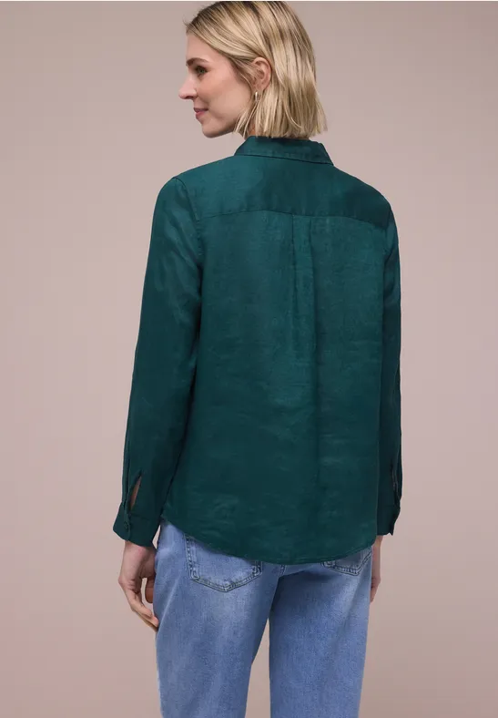 Langarm Bluse mit Brusttaschen dark garden green