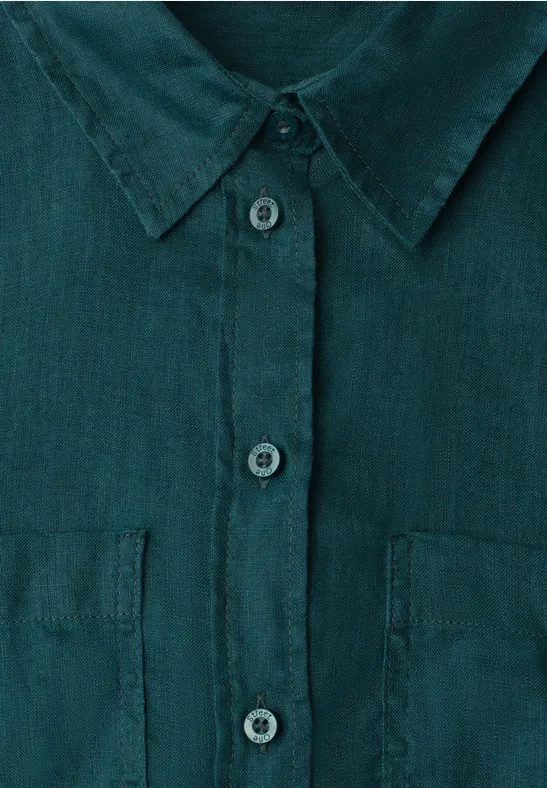 Langarm Bluse mit Brusttaschen dark garden green