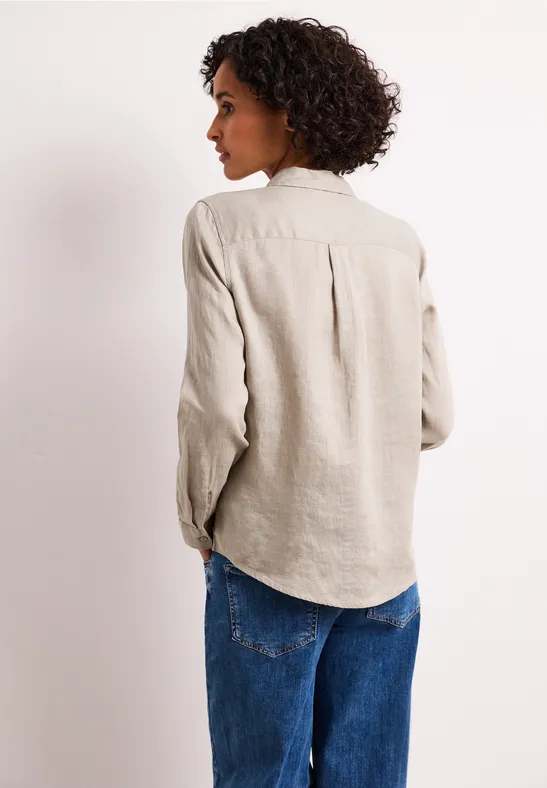 Langarm Bluse mit Brusttaschen timeless beige