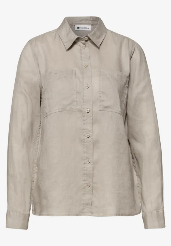 Langarm Bluse mit Brusttaschen timeless beige