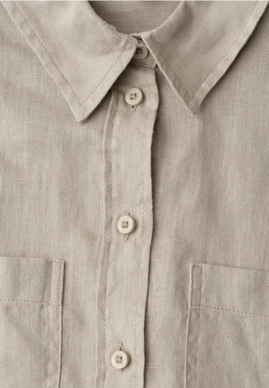 Langarm Bluse mit Brusttaschen timeless beige