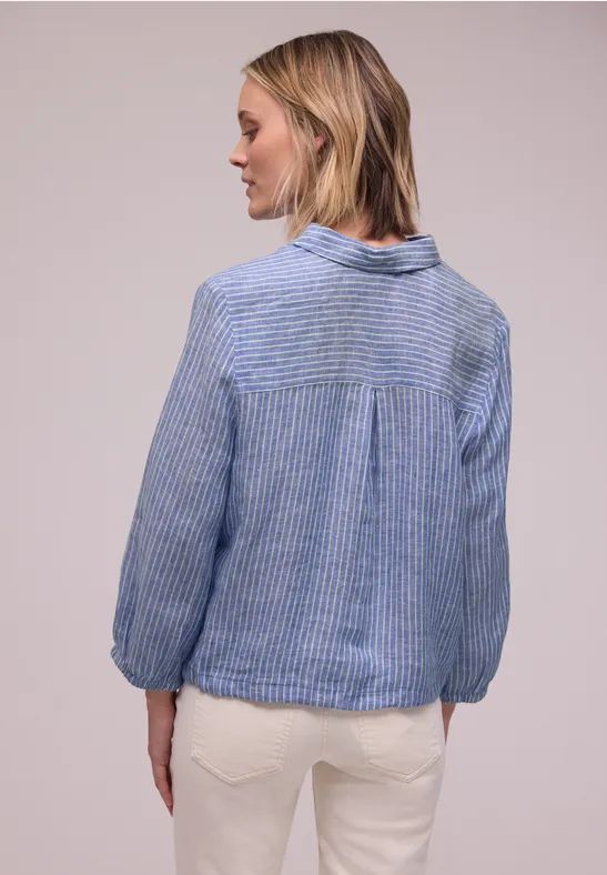 Linnen blouse met 3/4 mouwen drift blue