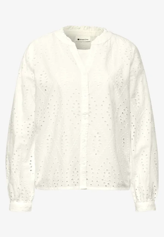 Blouse à col fendu et motif Shiffley off white