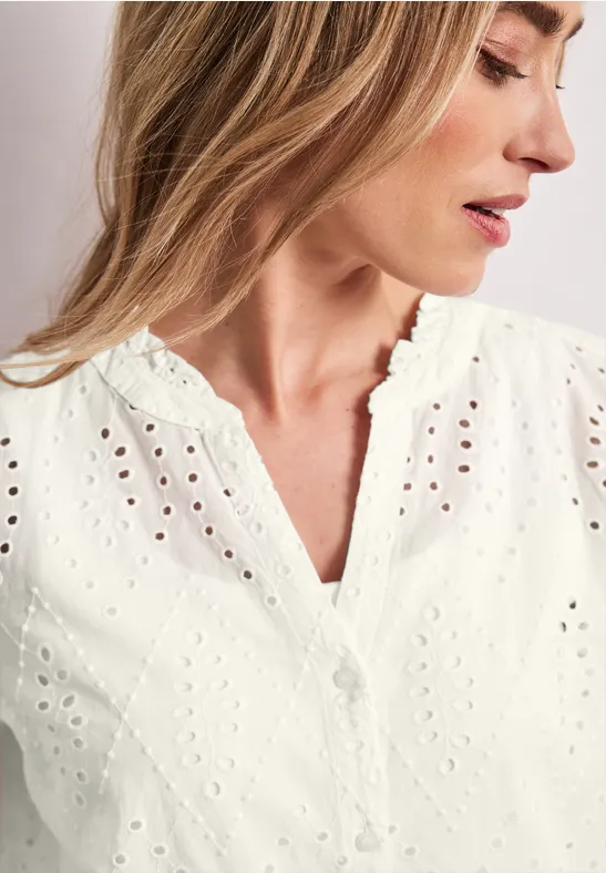 Blouse à col fendu et motif Shiffley off white