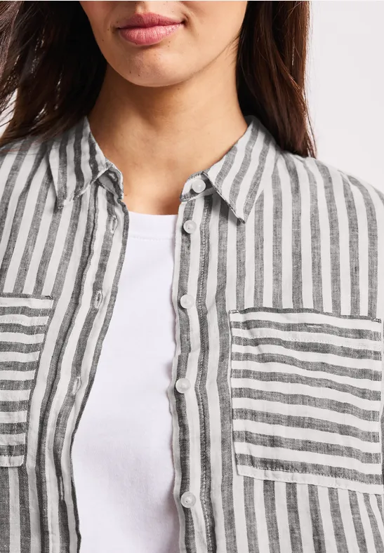 Linnen overhemd met lange mouwen espresso brown