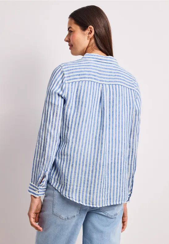 Langarm Hemdbluse aus Leinen drift blue