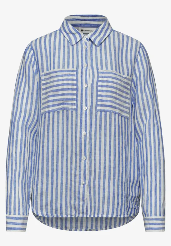 Langarm Hemdbluse aus Leinen drift blue