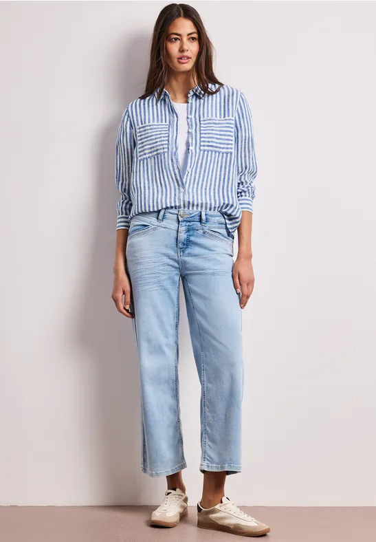 Langarm Hemdbluse aus Leinen drift blue