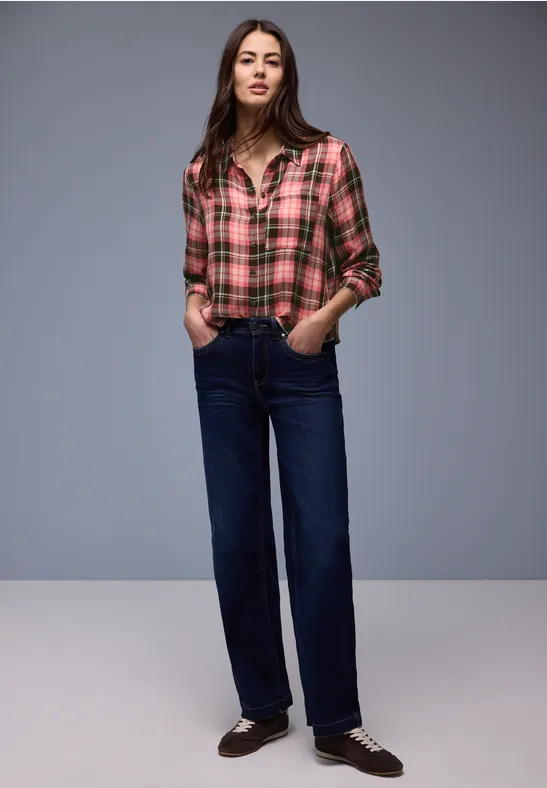 Karierte Hemdbluse striking coral