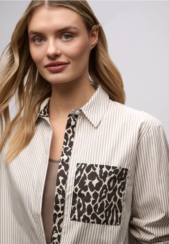 Gestreept overhemd blouse light terra mocha