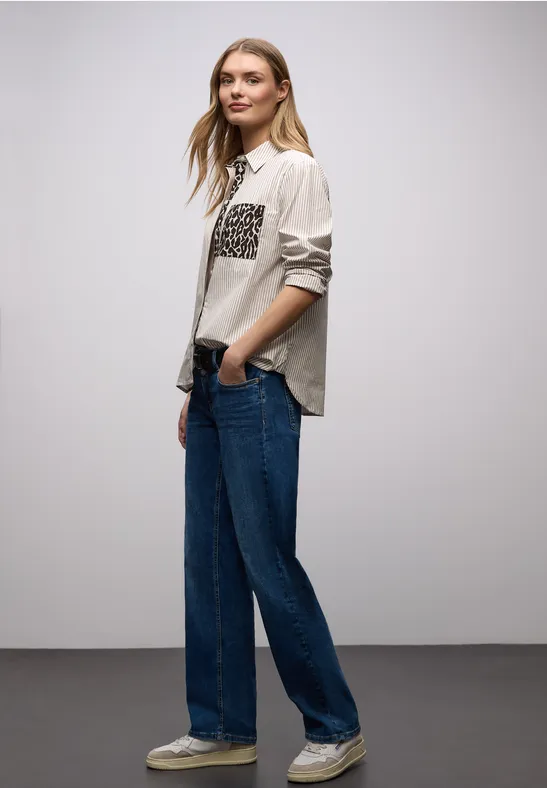 Gestreept overhemd blouse light terra mocha