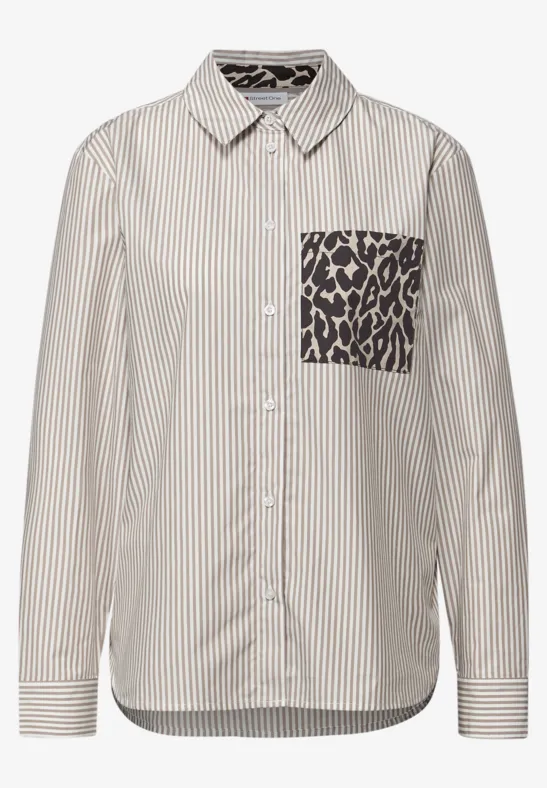 Gestreept overhemd blouse light terra mocha