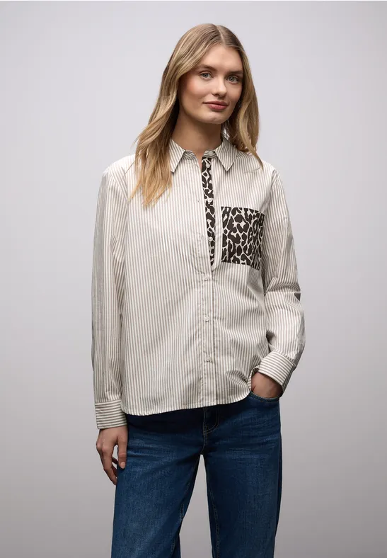 Gestreept overhemd blouse light terra mocha