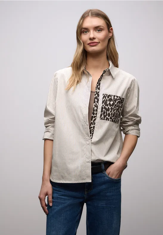 Gestreept overhemd blouse light terra mocha