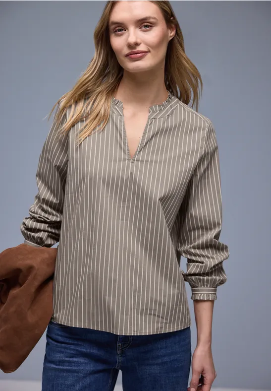 Bluse mit Rüschen light terra mocha