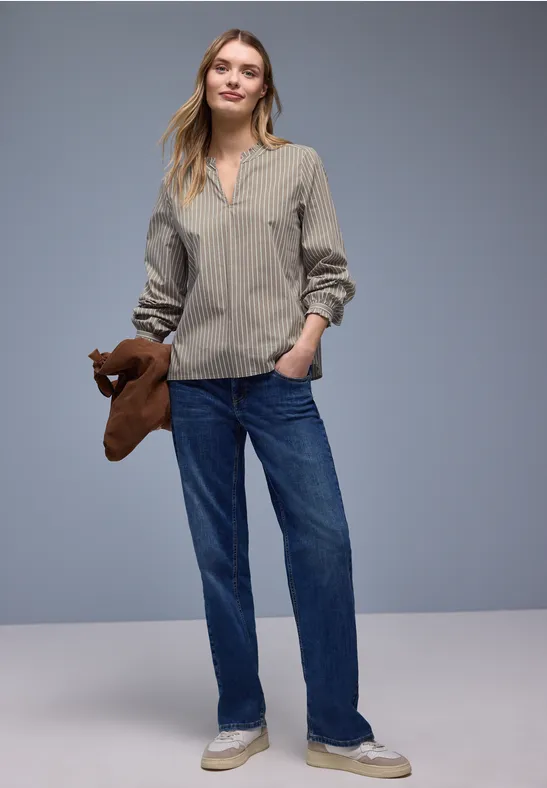 Bluse mit Rüschen light terra mocha